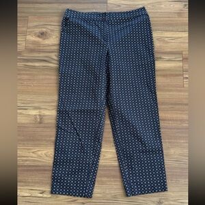 St John Sport Womens Size 10 Navy Blue Gold Yellow Cropped Emma Pants Dot Print